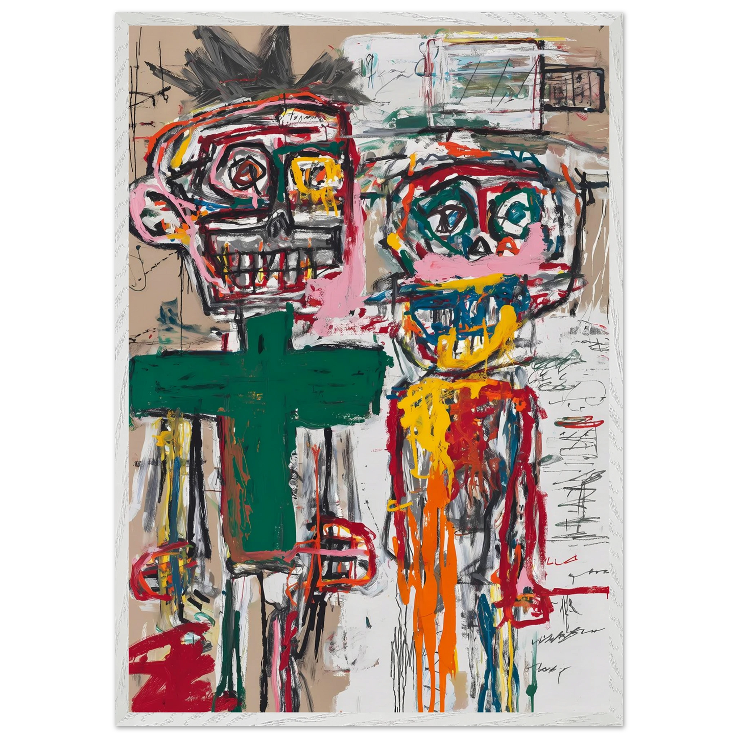 Deux Totems — tableau encadre bois — vue 5 — art mural STNCL