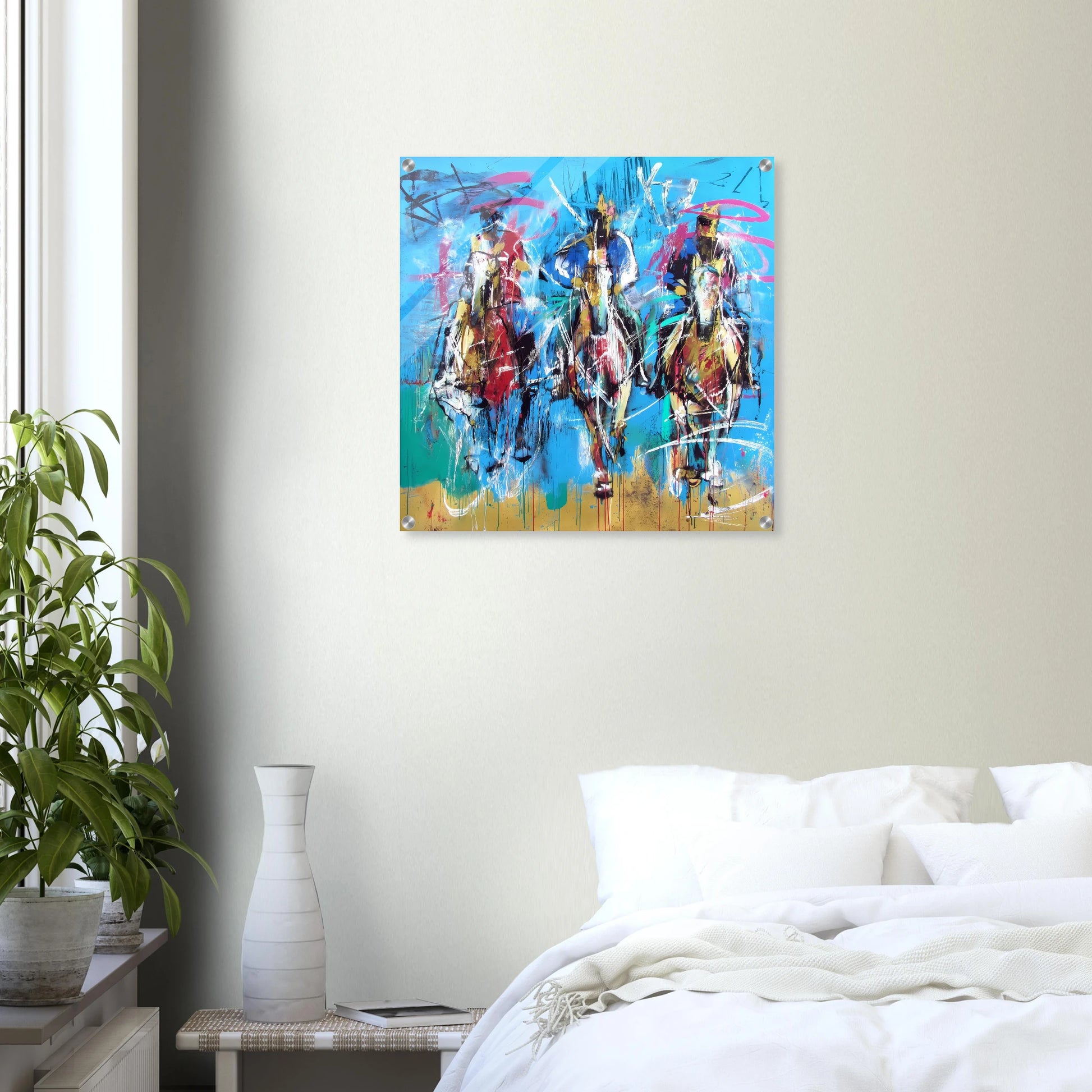 Trois Cavaliers — tableau plexiglas — vue 6 — art mural STNCL