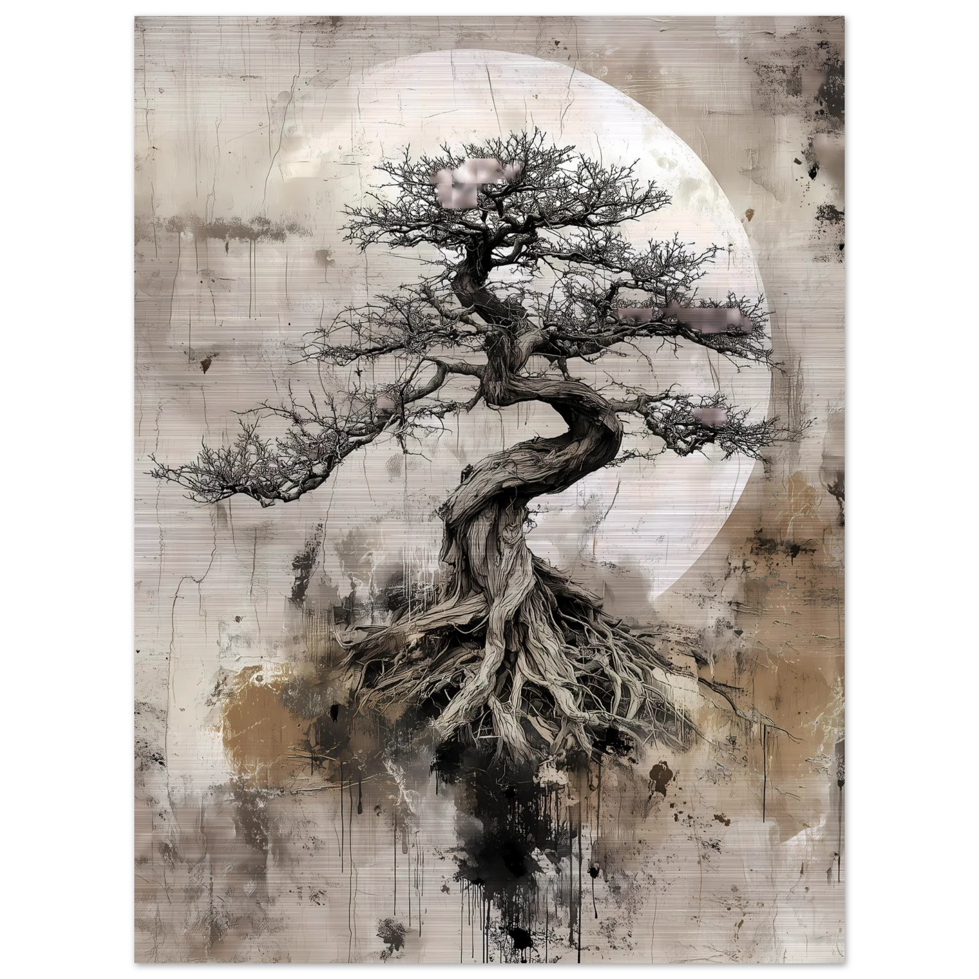 Bonsaï sous la Lune — tableau aluminium — vue 5 — art mural STNCL