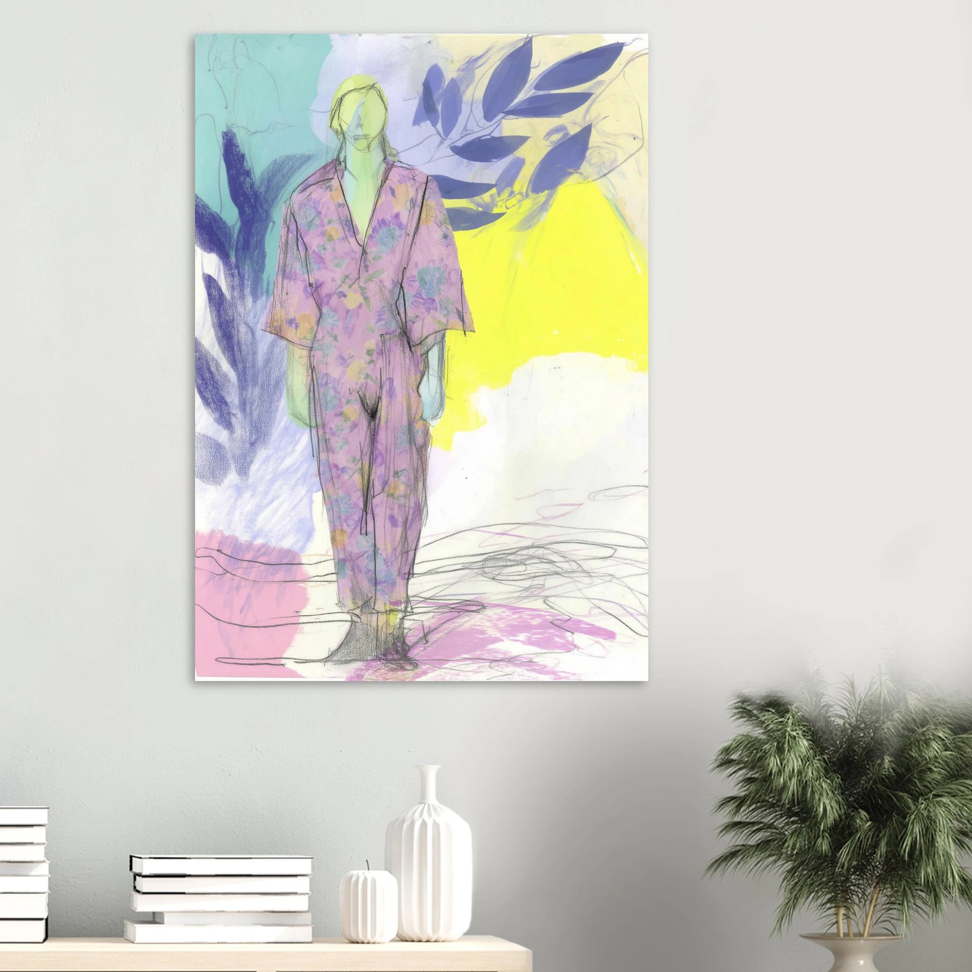 Kimono Fleuri sous les Feuilles — tableau aluminium — vue 6 — art mural STNCL