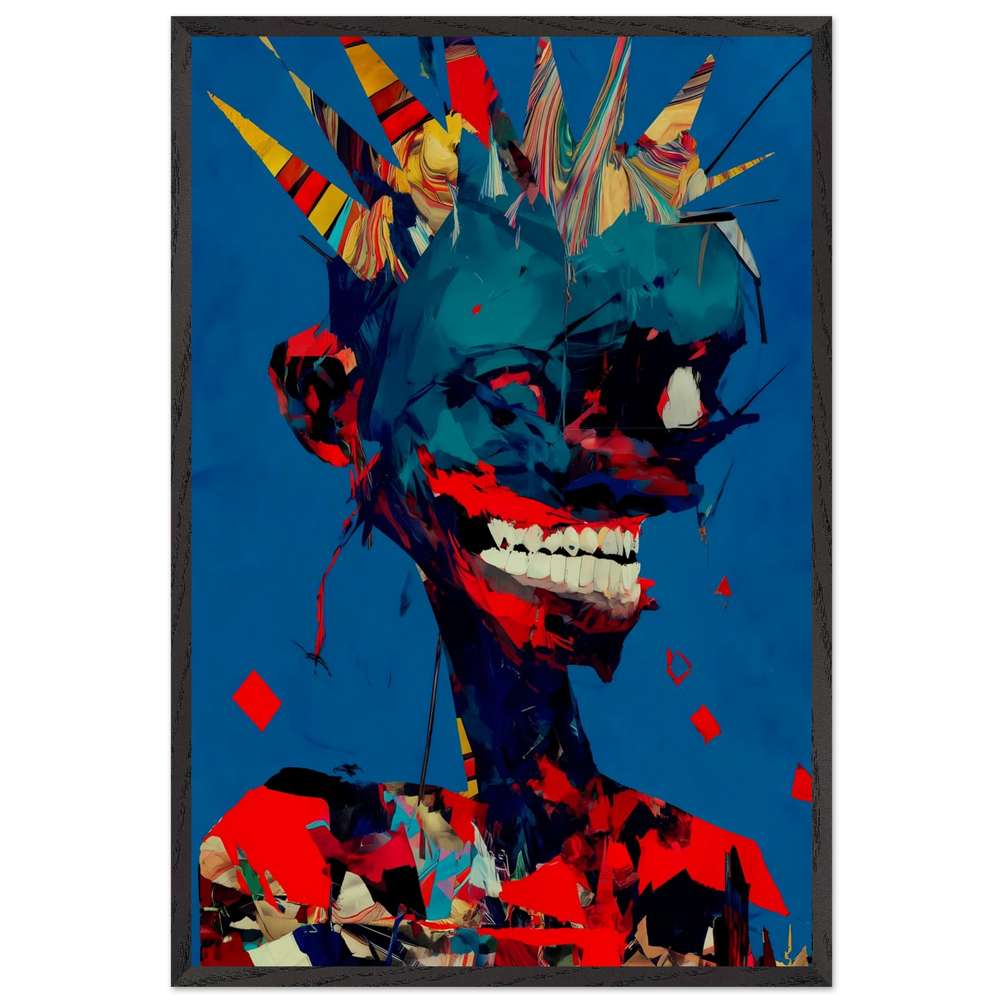 Le Rire Bleu — tableau encadré bois — vue 2 — art mural STNCL