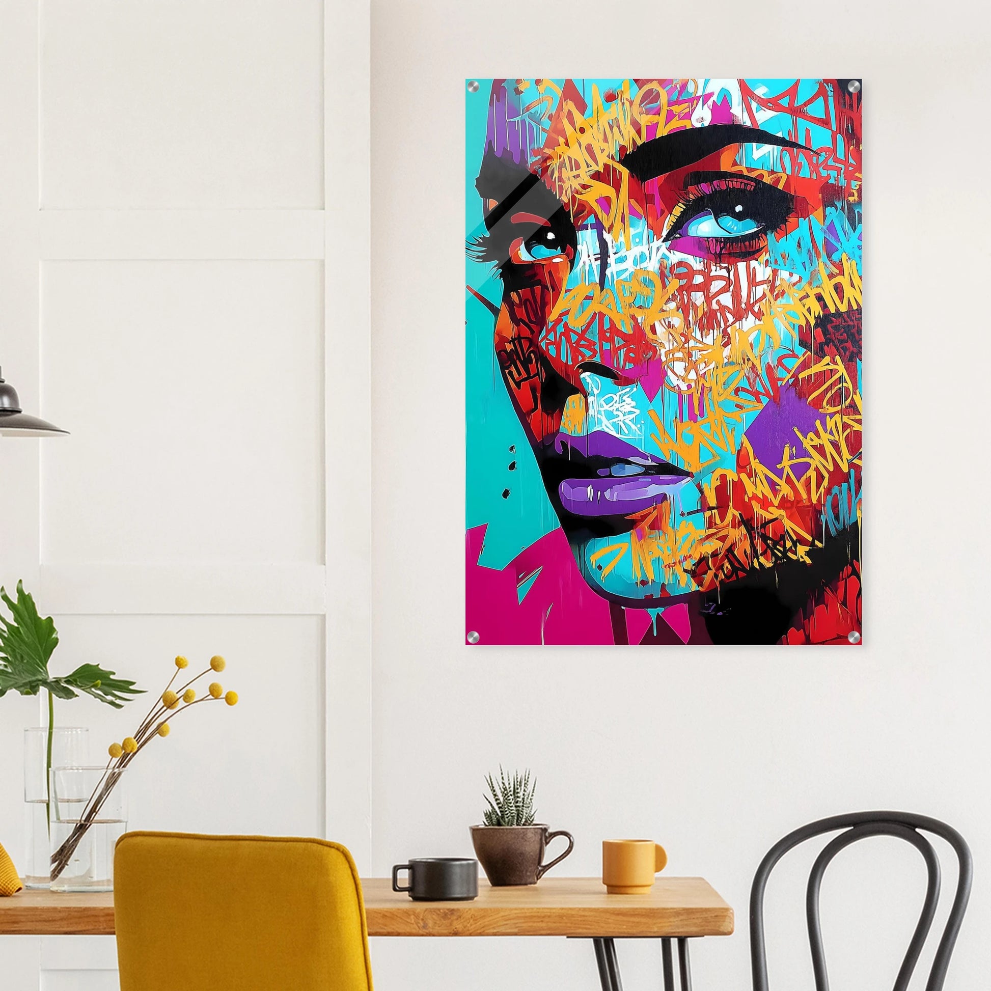 Lettres sur le Visage — tableau plexiglas — vue 8 — art mural STNCL