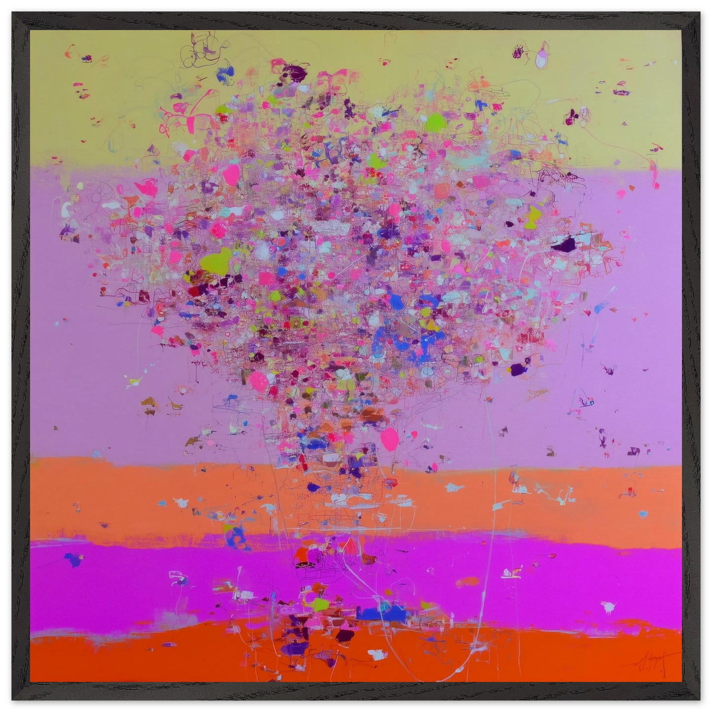 Bouquet en Pleine Floraison — tableau encadré bois — art mural STNCL
