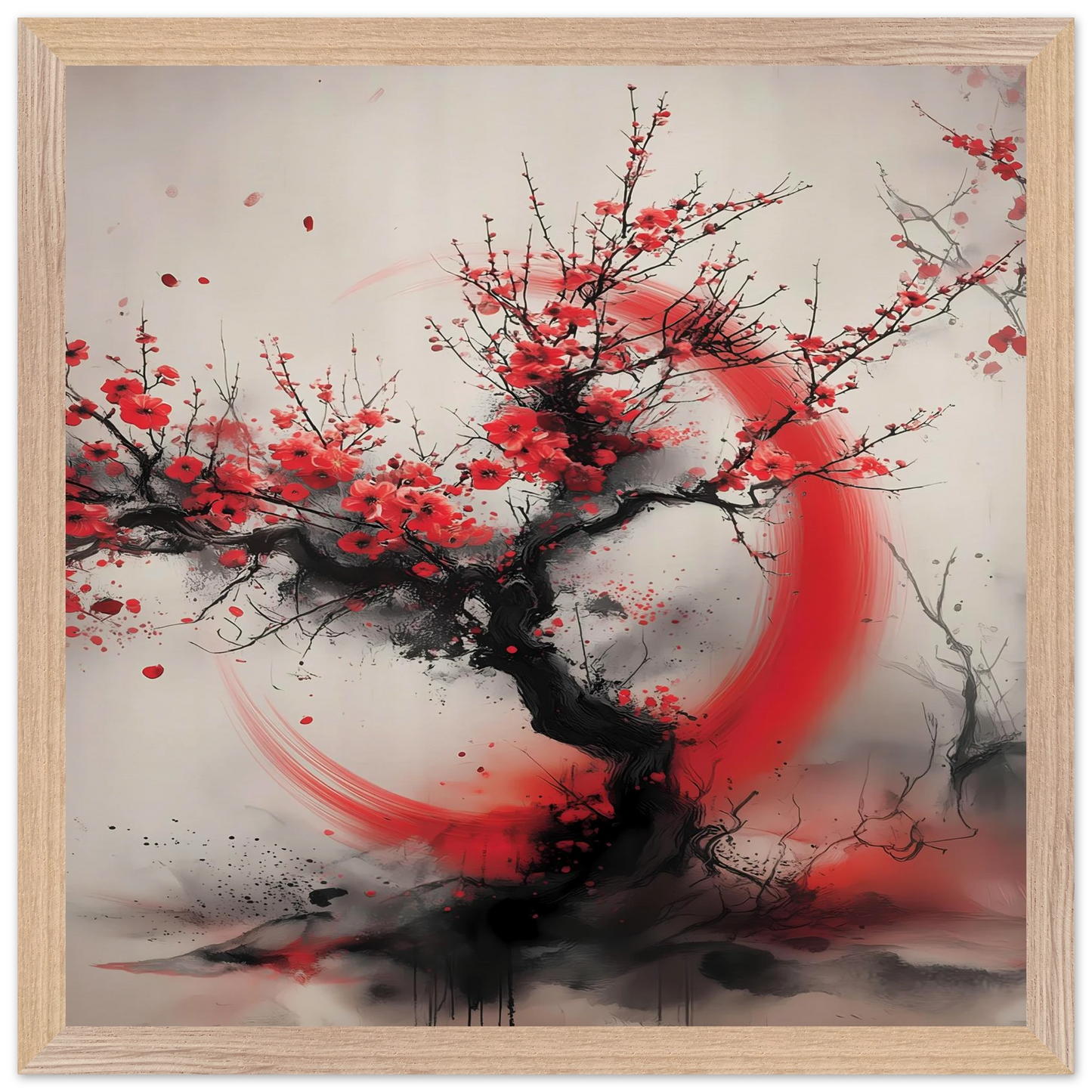 Enso et Prunier — tableau encadre bois — vue 4 — art mural STNCL