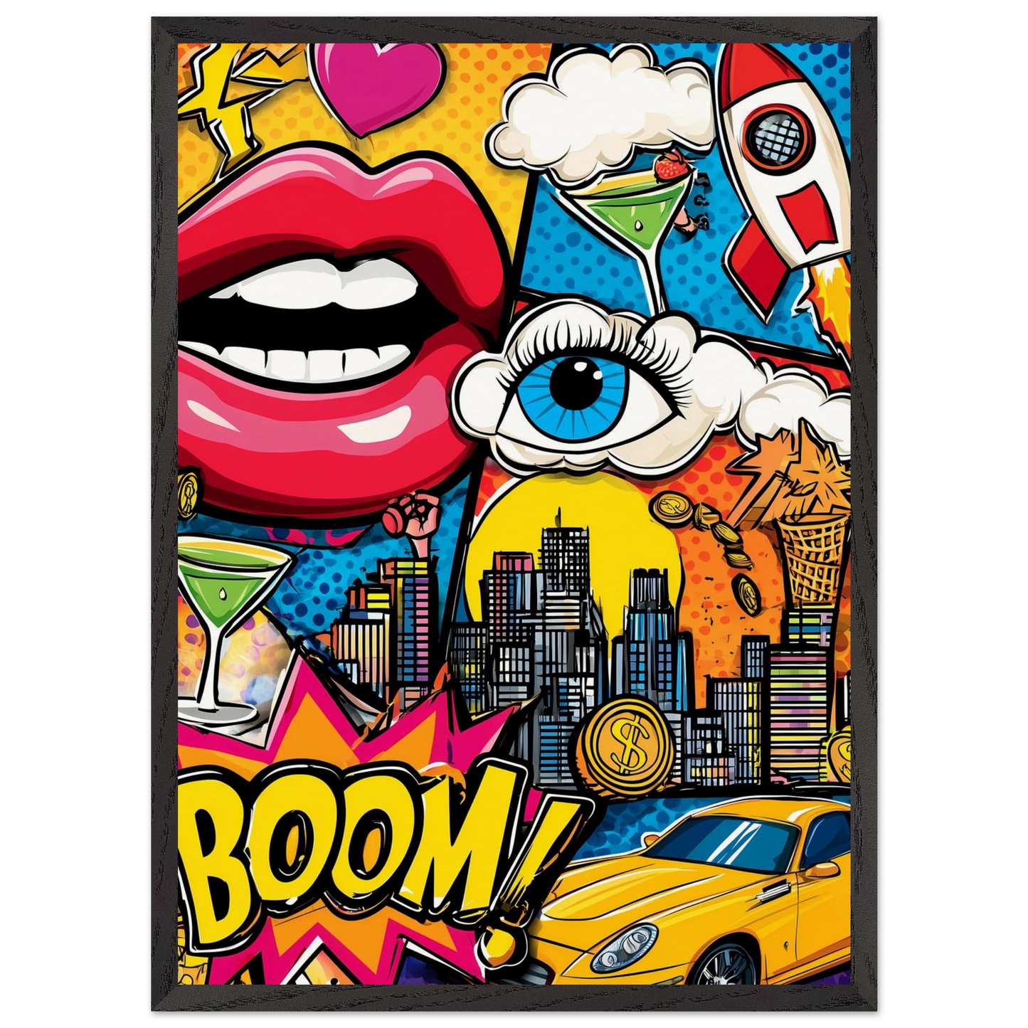 BOOM Pop Art — tableau encadre bois — vue 10 — art mural STNCL