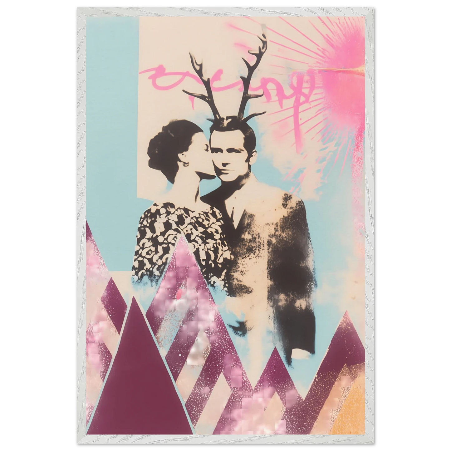 Le Couple aux Bois — tableau encadré bois — vue 7 — art mural STNCL