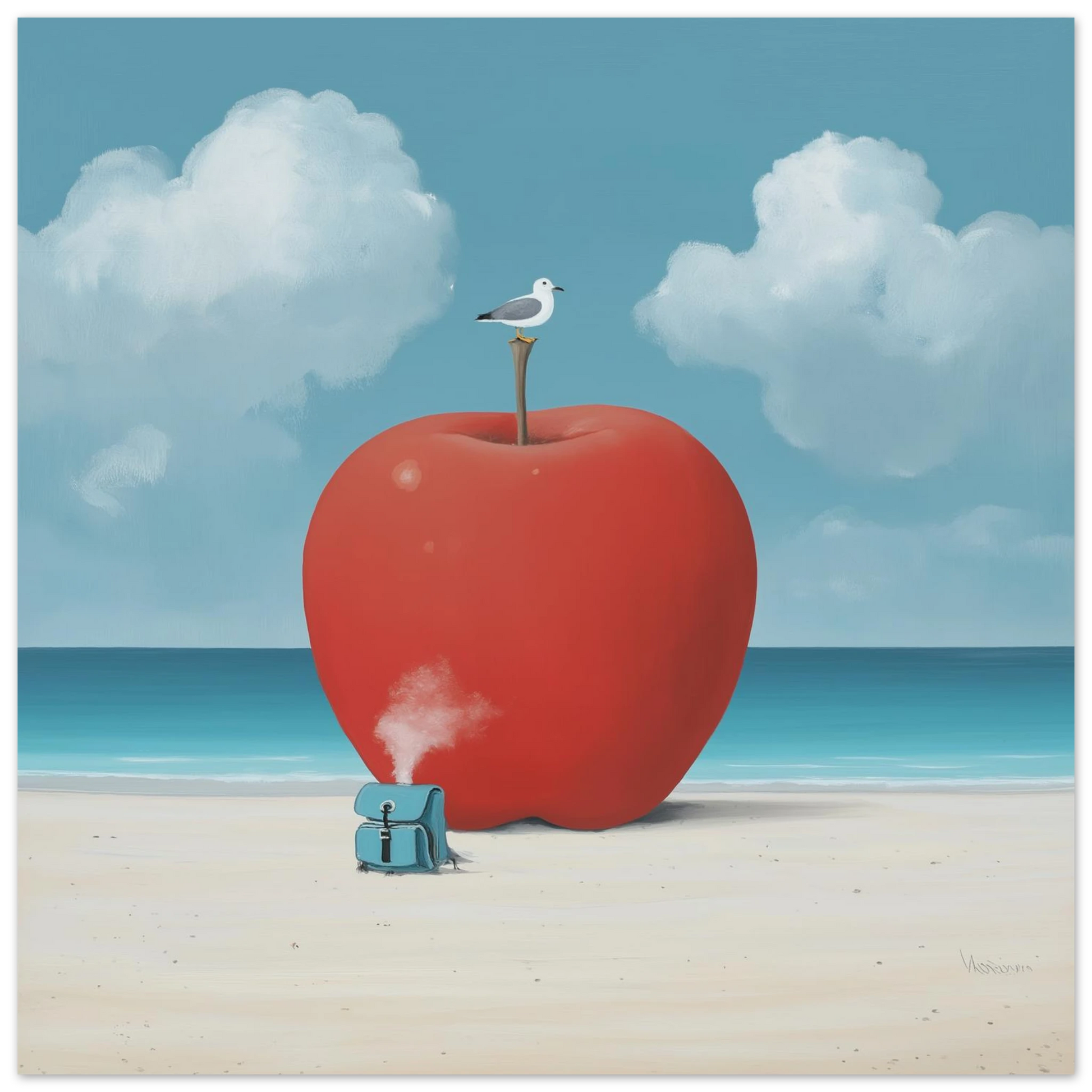 La Pomme et la Mouette — tableau aluminium — vue 2 — art mural STNCL