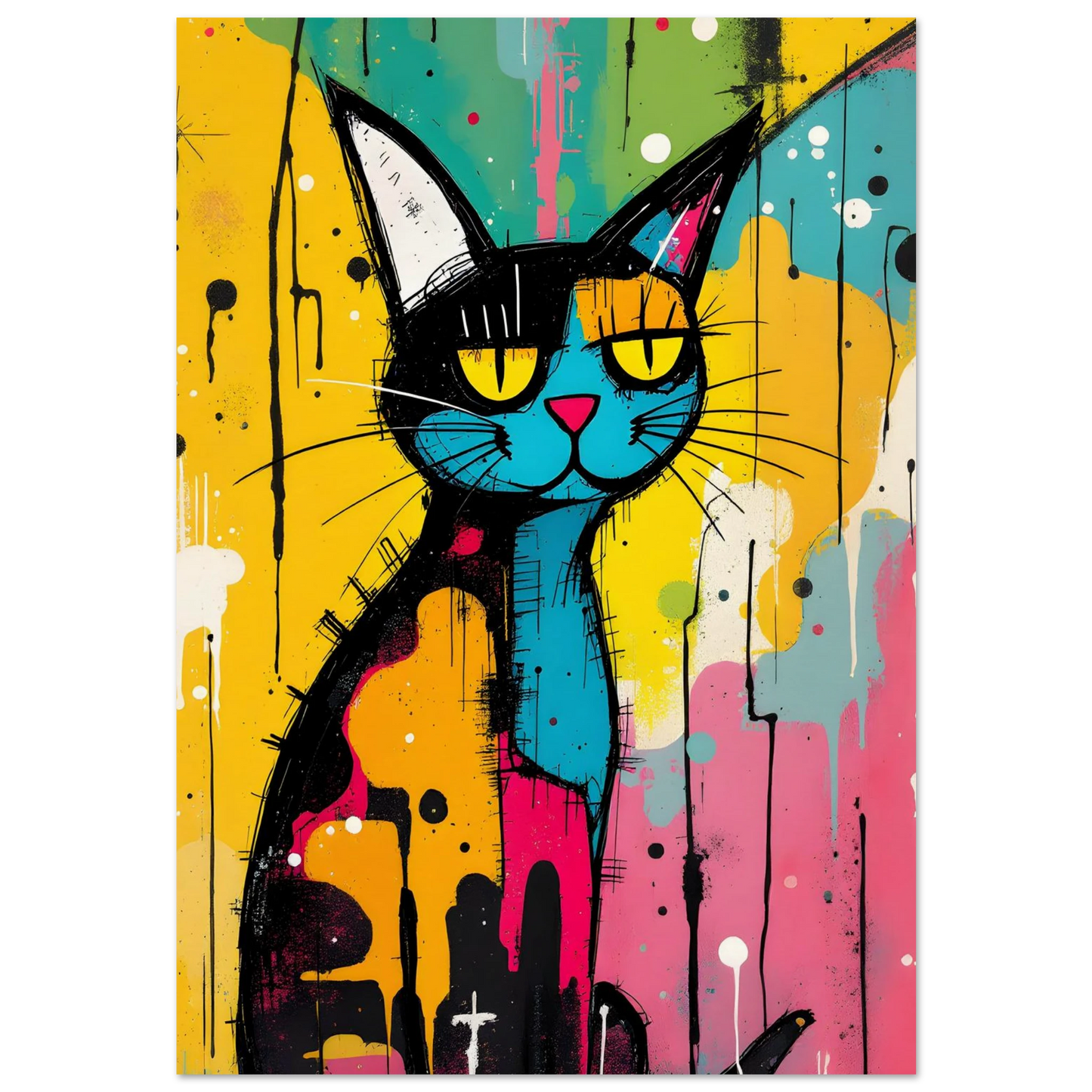 Chat Street Art Coloré — affiche d'art — art mural STNCL