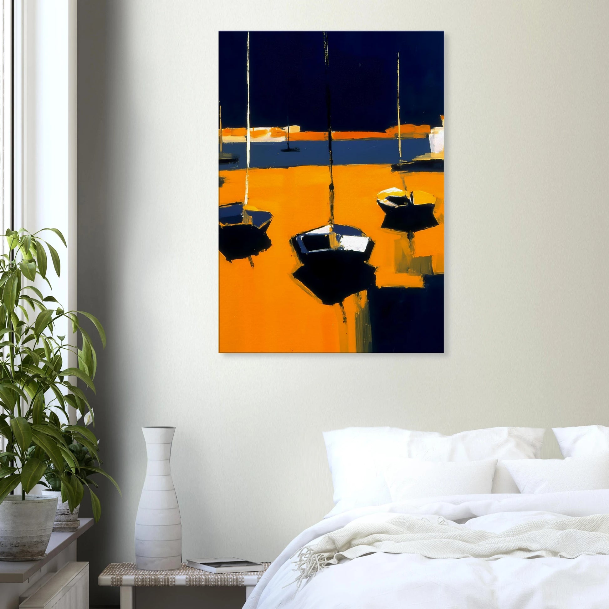 Barques au Soleil Couchant — tableau sur toile — vue 7 — art mural STNCL