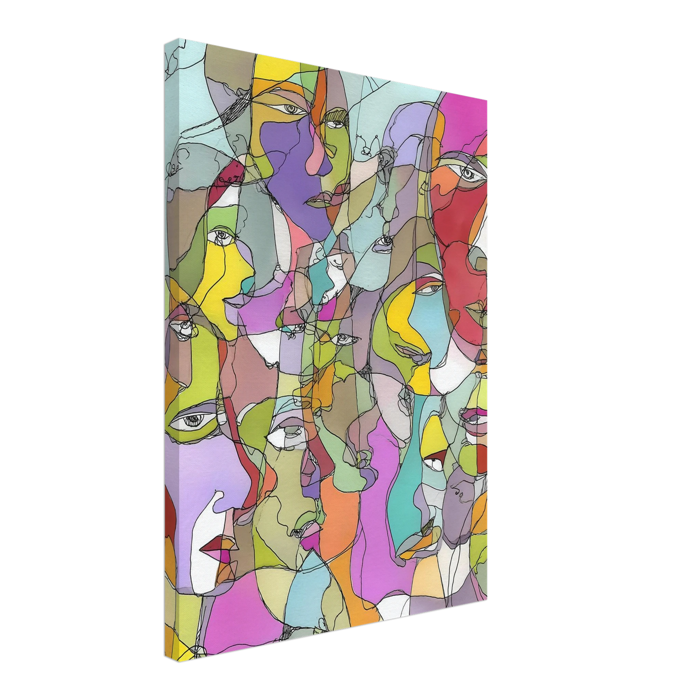 Visages Entrelacés — tableau sur toile — vue 3 — art mural STNCL