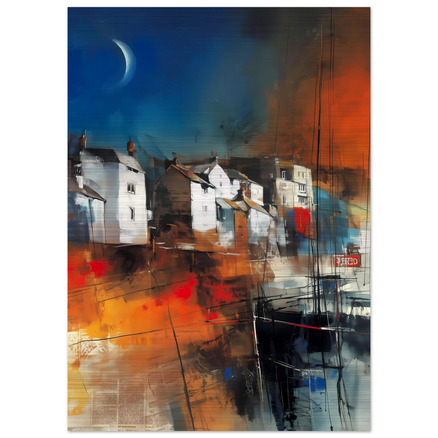 Port sous le Croissant de Lune — tableau aluminium — vue 4 — art mural STNCL