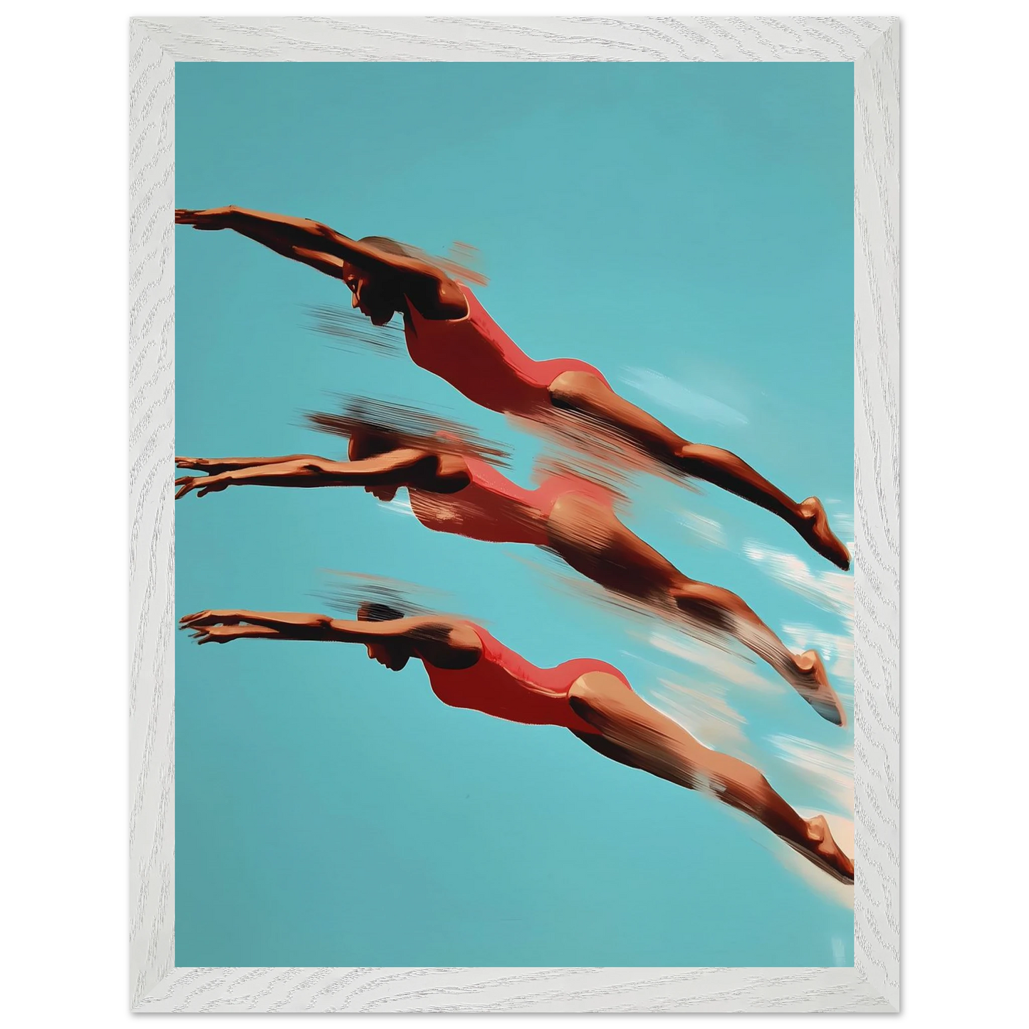 Trois Plongeuses — tableau encadré bois — vue 9 — art mural STNCL