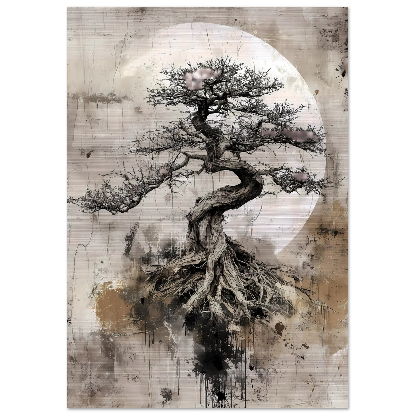 Bonsaï sous la Lune — tableau aluminium — art mural STNCL