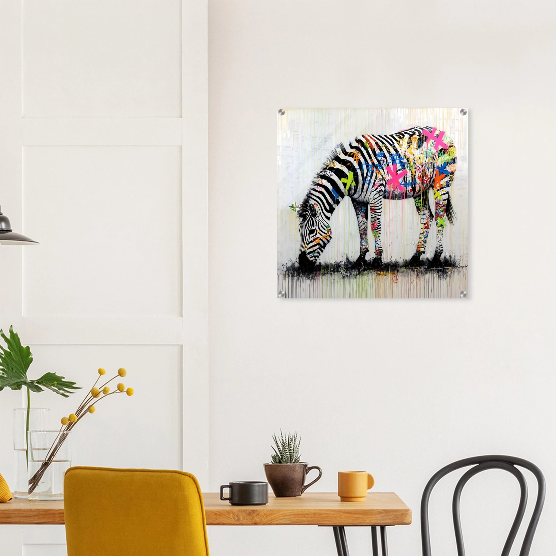 Zèbre Taggé — tableau plexiglas — vue 7 — art mural STNCL