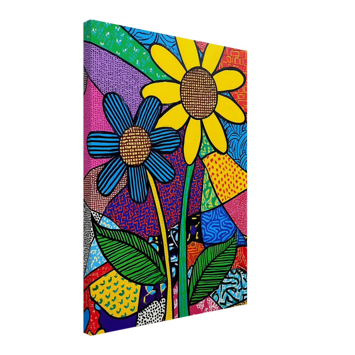 Deux Fleurs en Fête — tableau sur toile — vue 3 — art mural STNCL