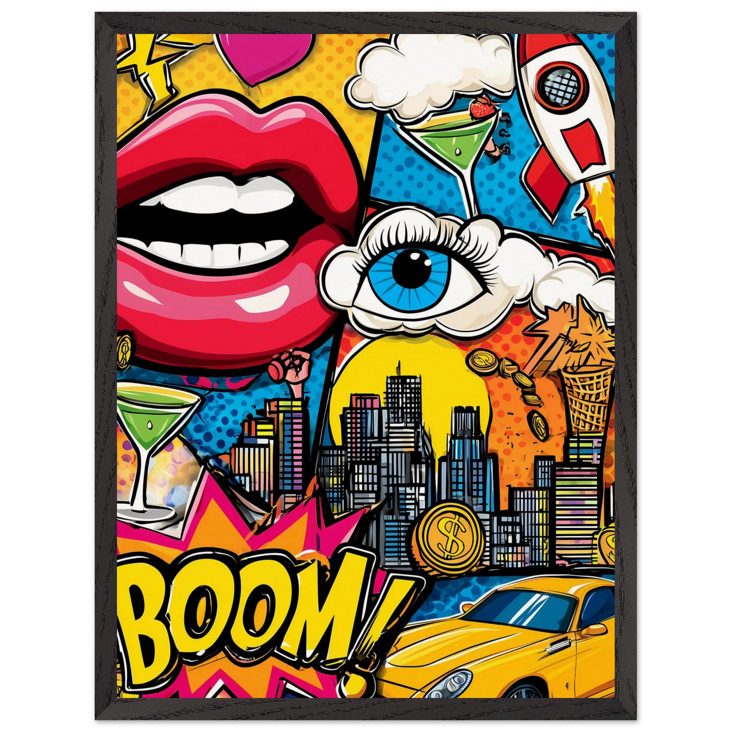 BOOM Pop Art — tableau encadre bois — vue 15 — art mural STNCL