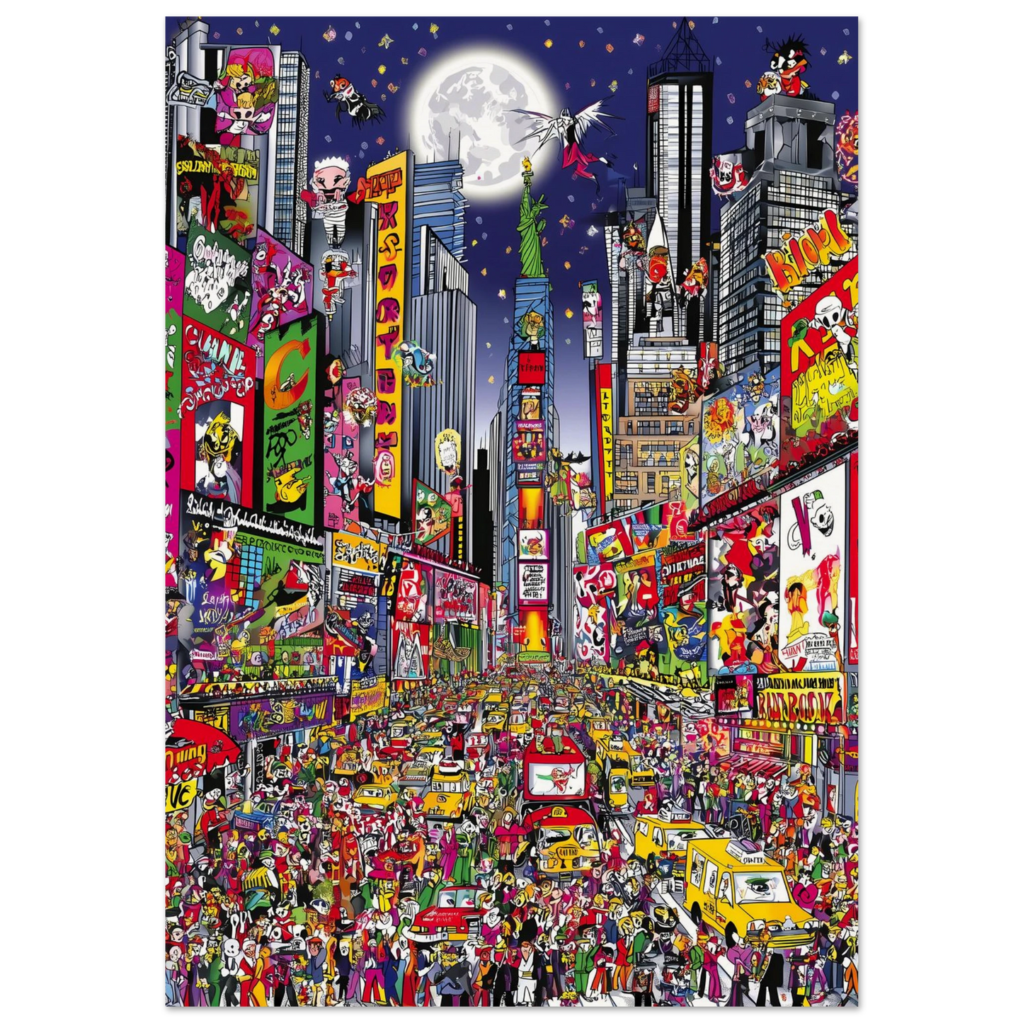 Times Square en Fête — affiche d'art — art mural STNCL