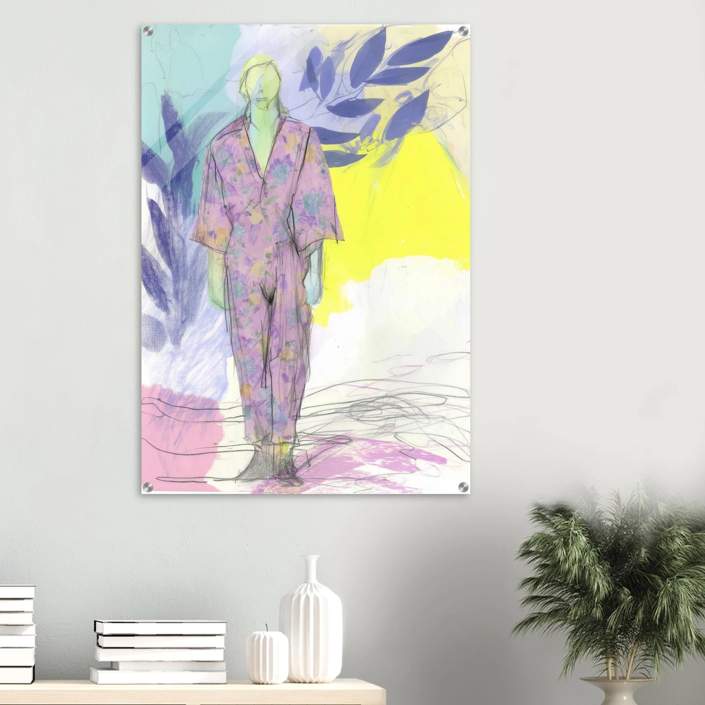 Kimono Fleuri sous les Feuilles — tableau plexiglas — vue 6 — art mural STNCL