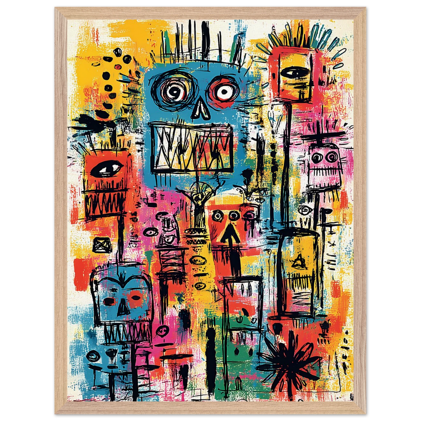 Totem des Esprits — tableau encadre bois — vue 3 — art mural STNCL