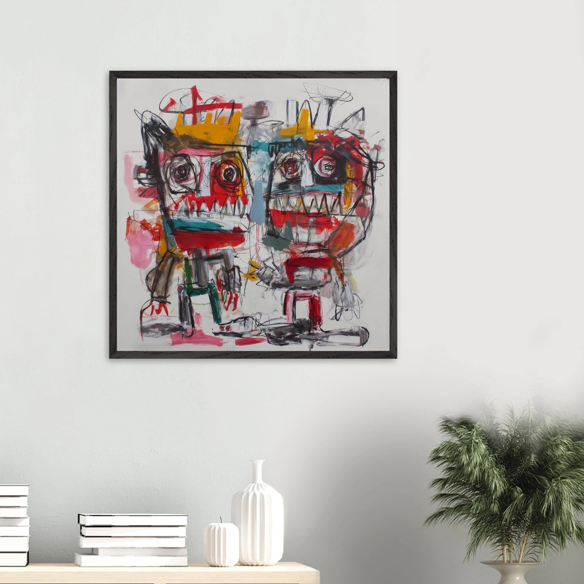 Rois Crânes — tableau encadre bois — vue 13 — art mural STNCL