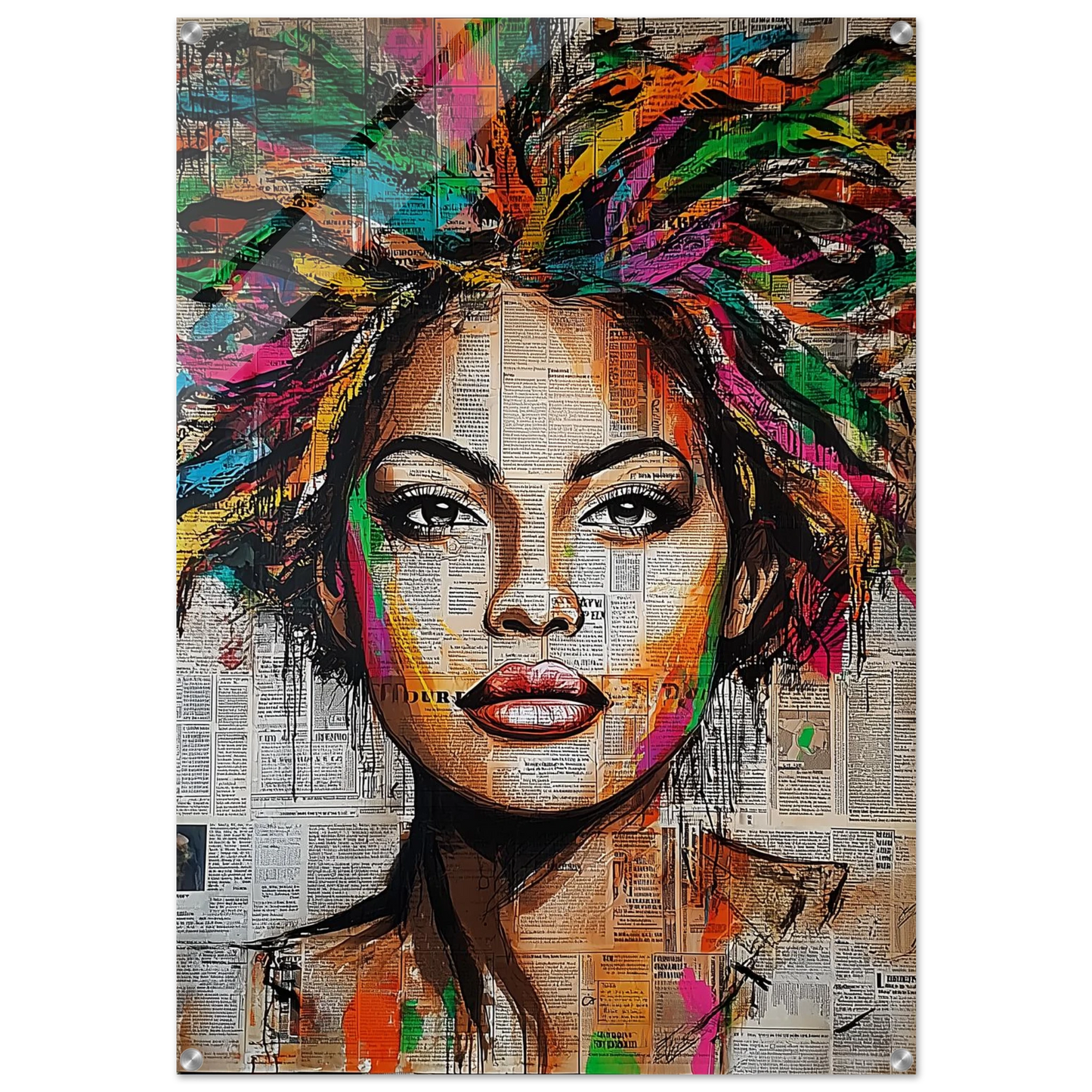 Visage aux Mille Couleurs — tableau plexiglas — art mural STNCL
