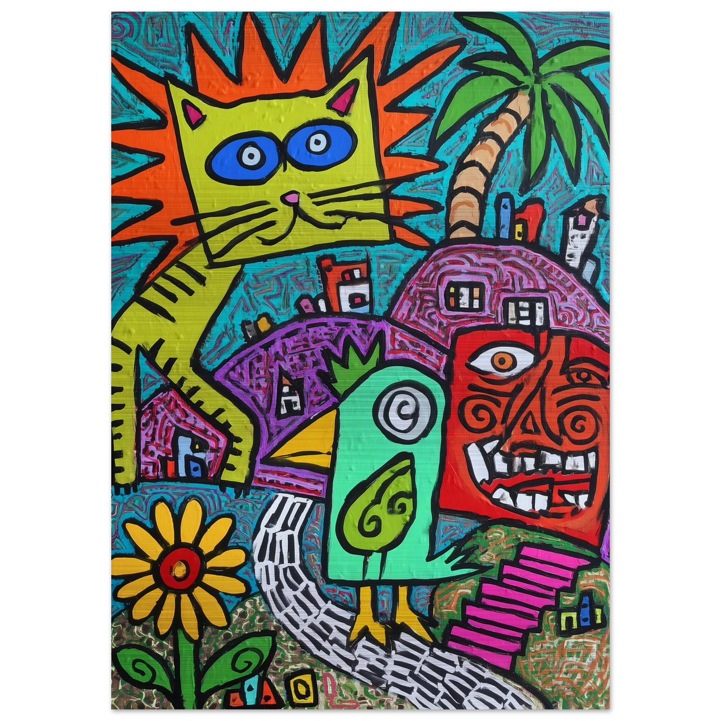 Ménagerie Naïve — tableau aluminium — vue 4 — art mural STNCL