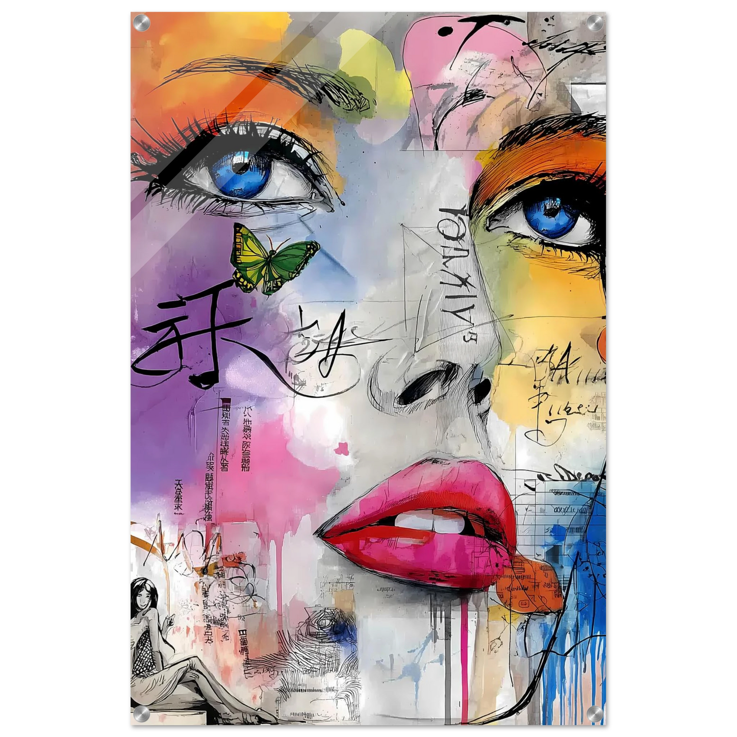 Papillon et Idéogrammes — tableau plexiglas — vue 5 — art mural STNCL