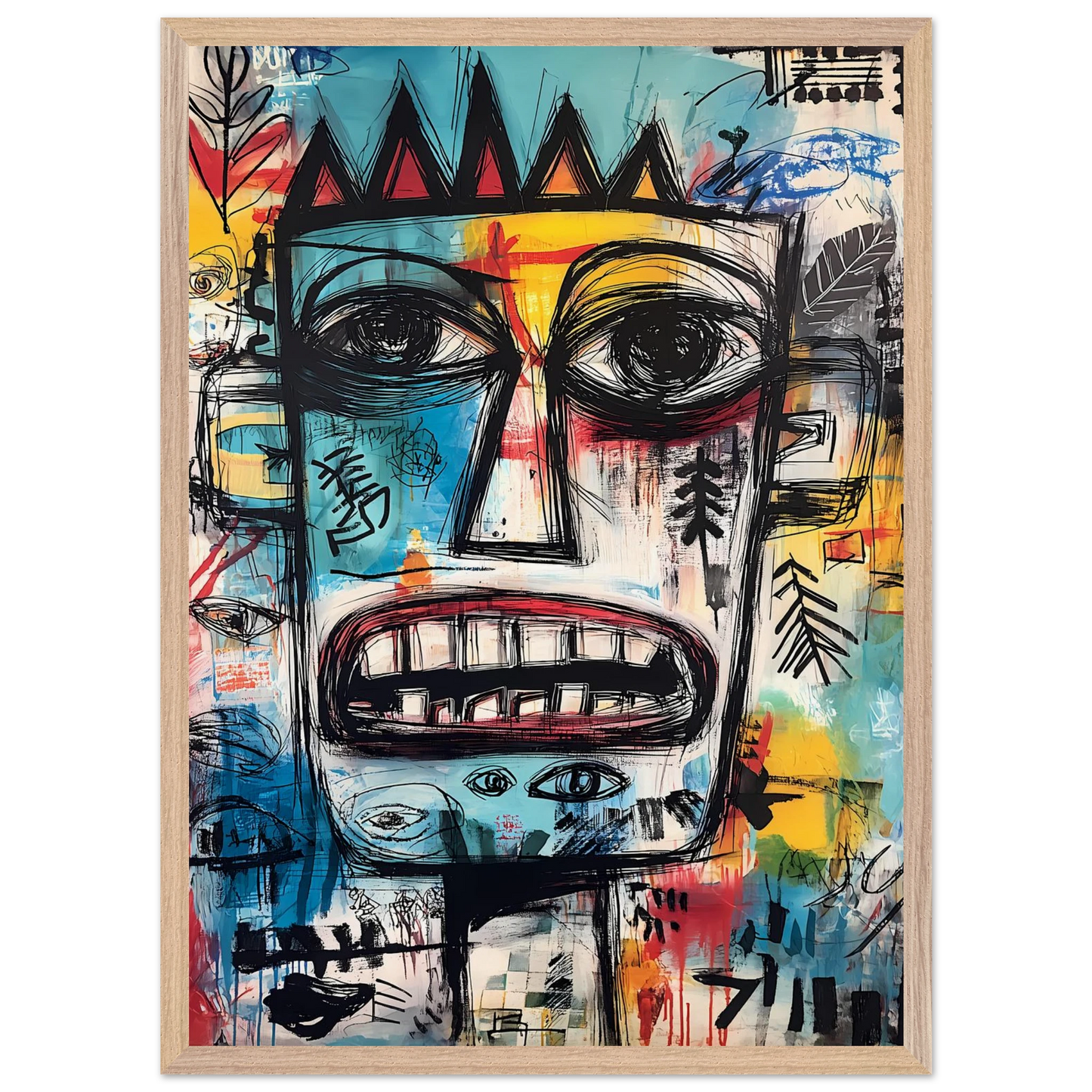 Roi Primitif — tableau encadré bois — vue 13 — art mural STNCL