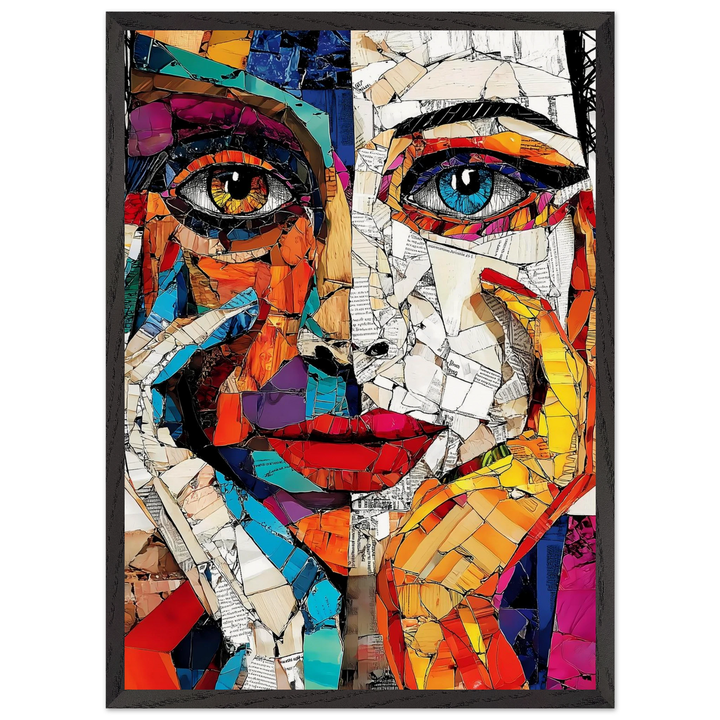 Visages Déchirés — tableau encadre bois — vue 10 — art mural STNCL