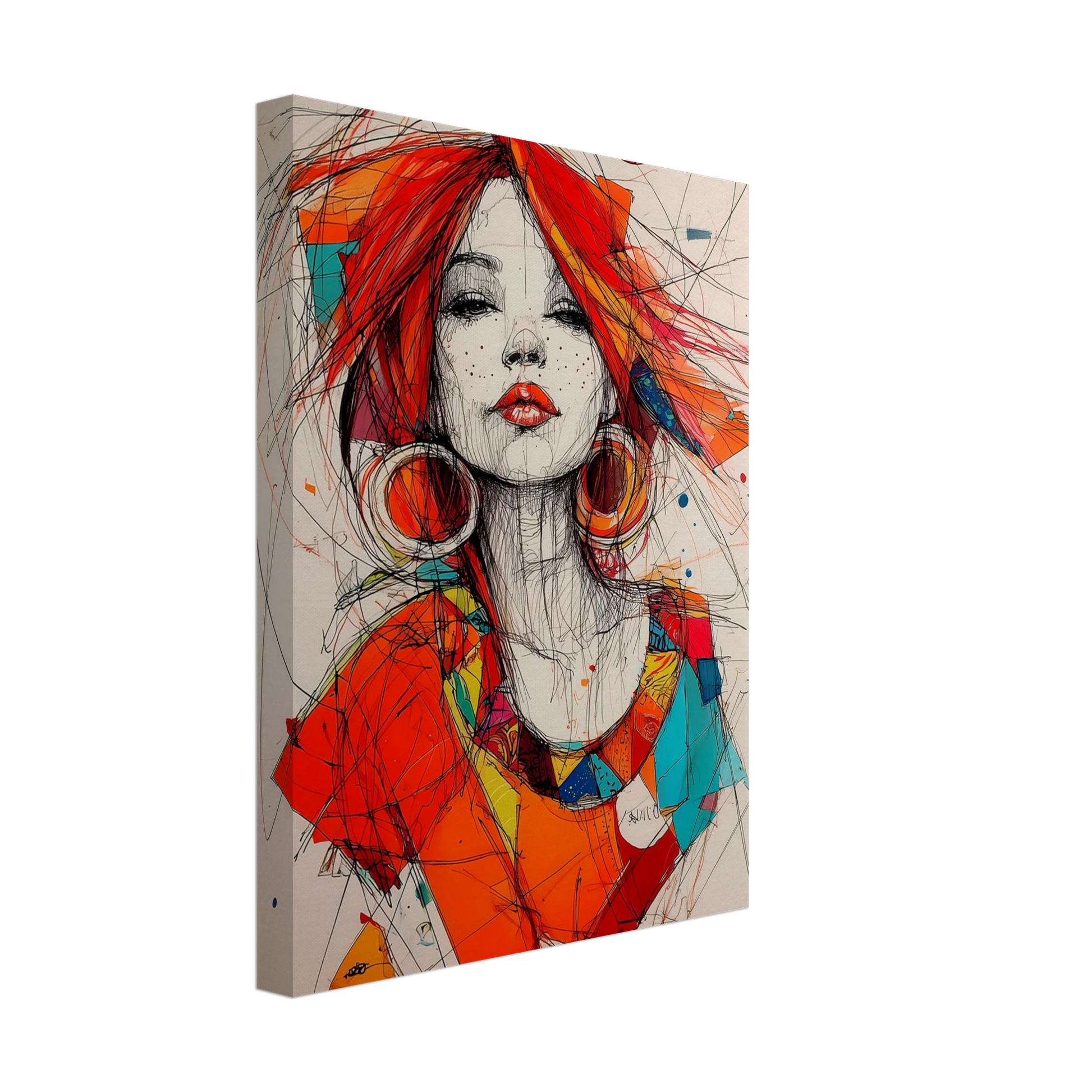 Créoles et Crayon — tableau sur toile — vue 4 — art mural STNCL