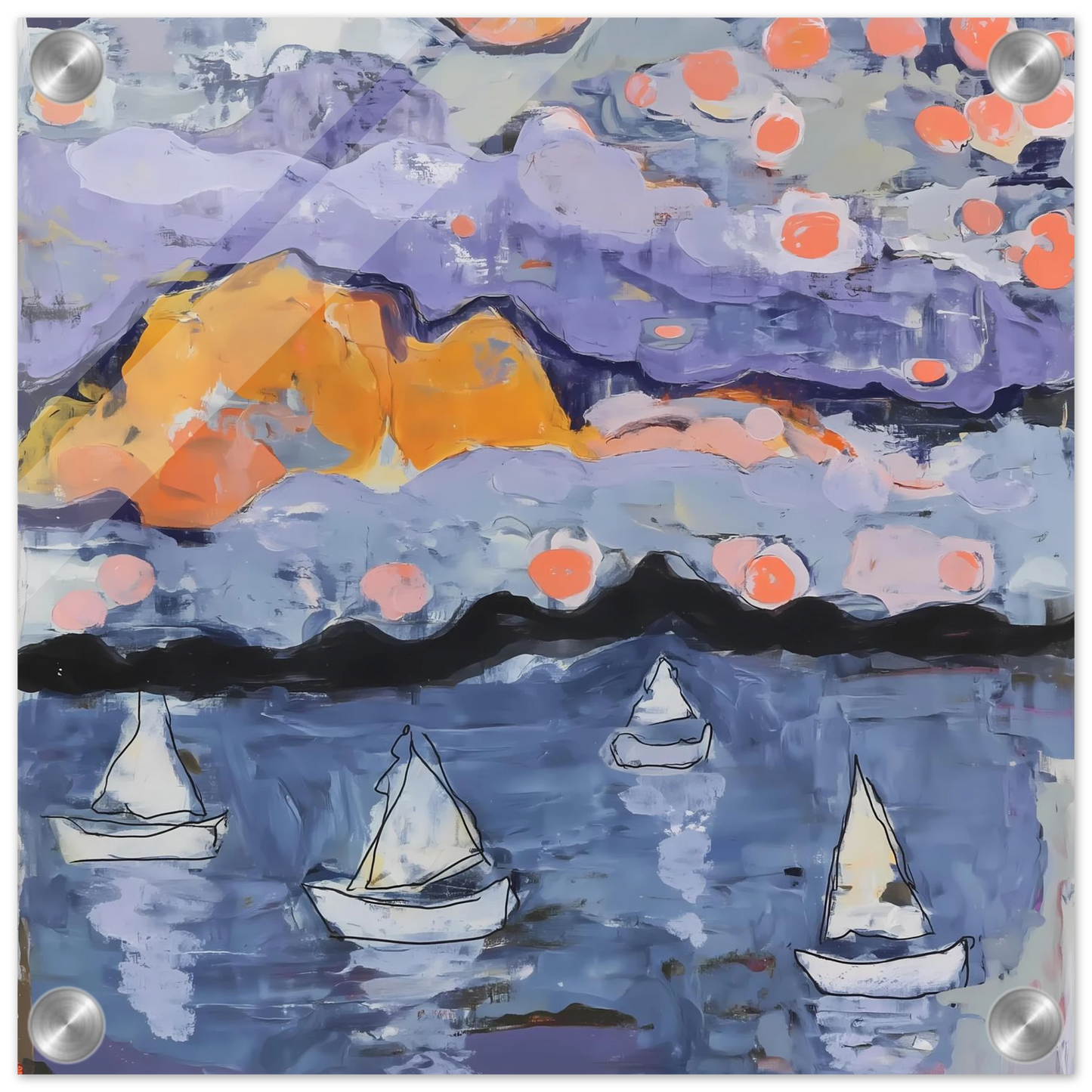 Voiles dans la Baie — tableau plexiglas — vue 3 — art mural STNCL