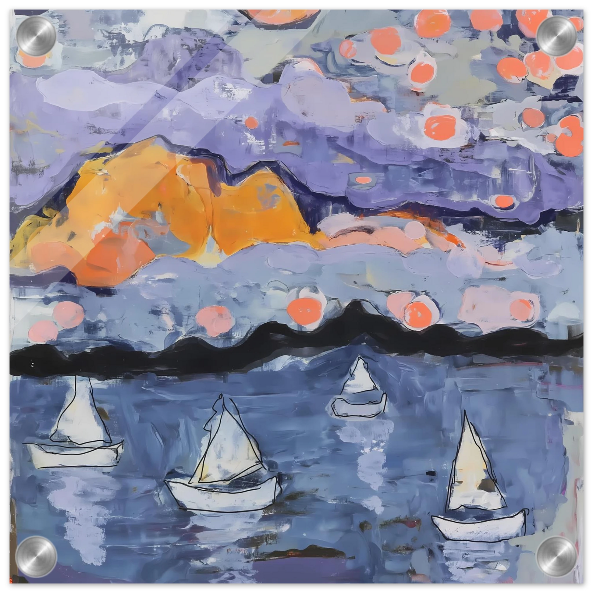 Voiles dans la Baie — tableau plexiglas — vue 3 — art mural STNCL