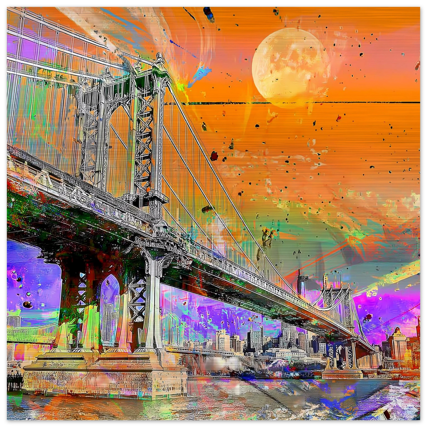 Pont sous la Lune — tableau aluminium — art mural STNCL