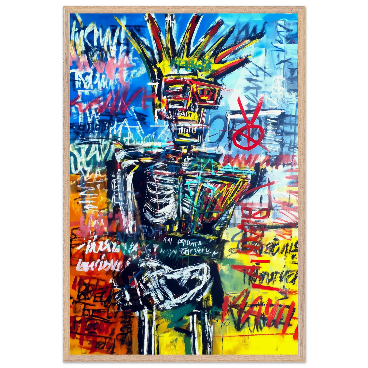 Roi Squelette — tableau encadre bois — vue 14 — art mural STNCL