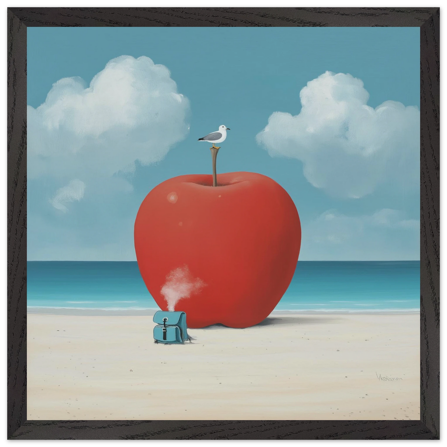 La Pomme et la Mouette — tableau encadré bois — vue 9 — art mural STNCL