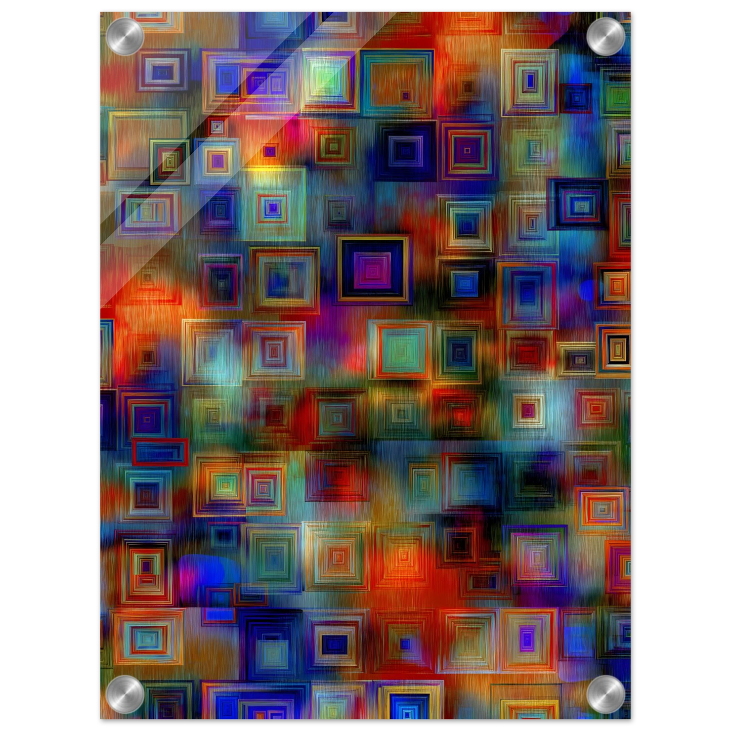 Trame de Carrés — tableau plexiglas — vue 3 — art mural STNCL