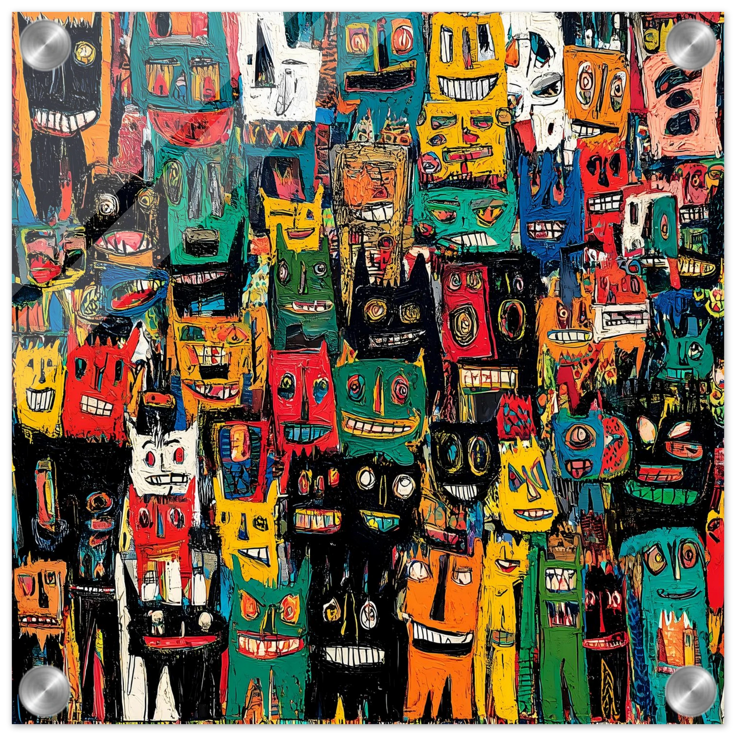 Assemblée de Masques — tableau plexiglas — vue 3 — art mural STNCL