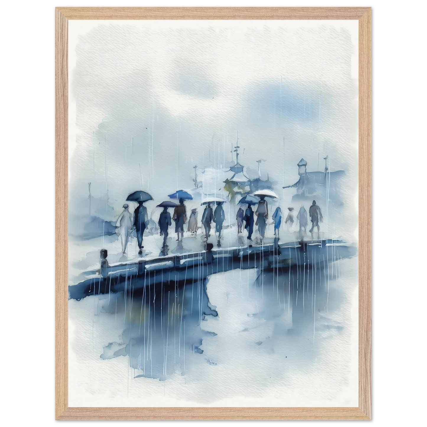 Pluie sur le Pont — tableau encadre bois — vue 3 — art mural STNCL
