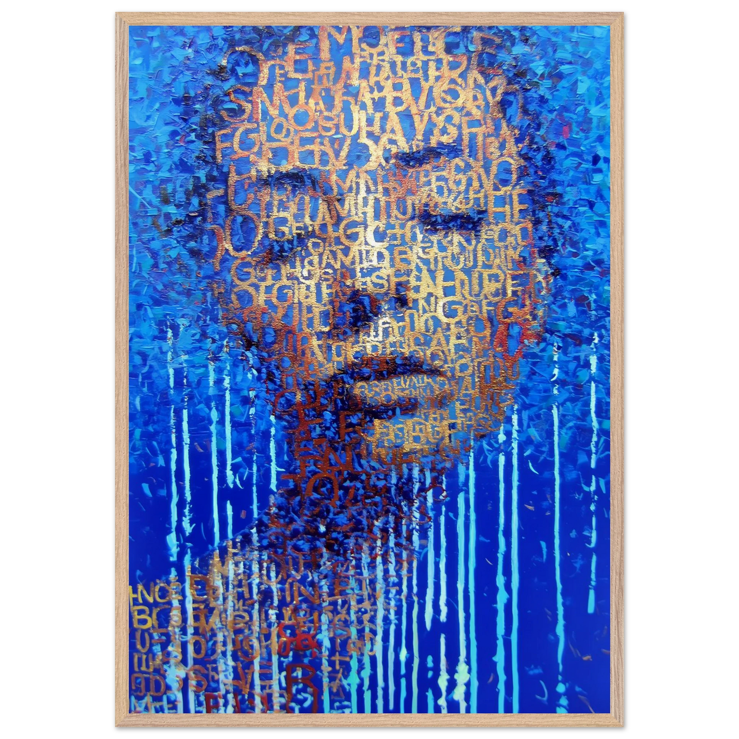 Visage de Lettres — tableau encadre bois — vue 6 — art mural STNCL