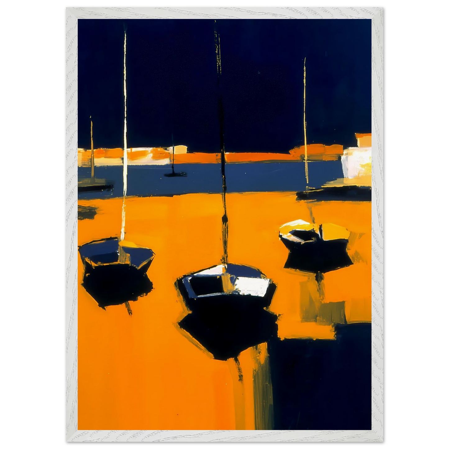 Barques au Soleil Couchant — tableau encadré bois — vue 11 — art mural STNCL