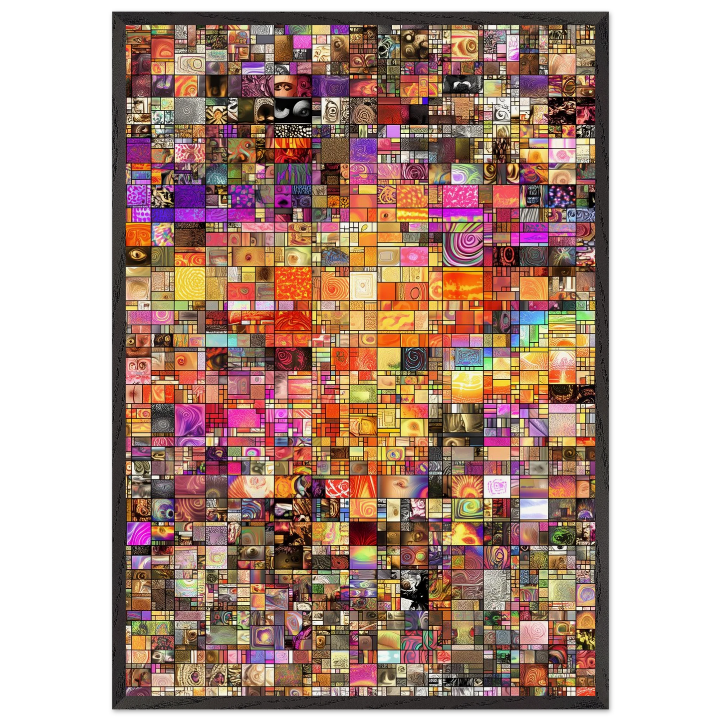 Mosaïque des Mille Mondes — tableau encadré bois — art mural STNCL