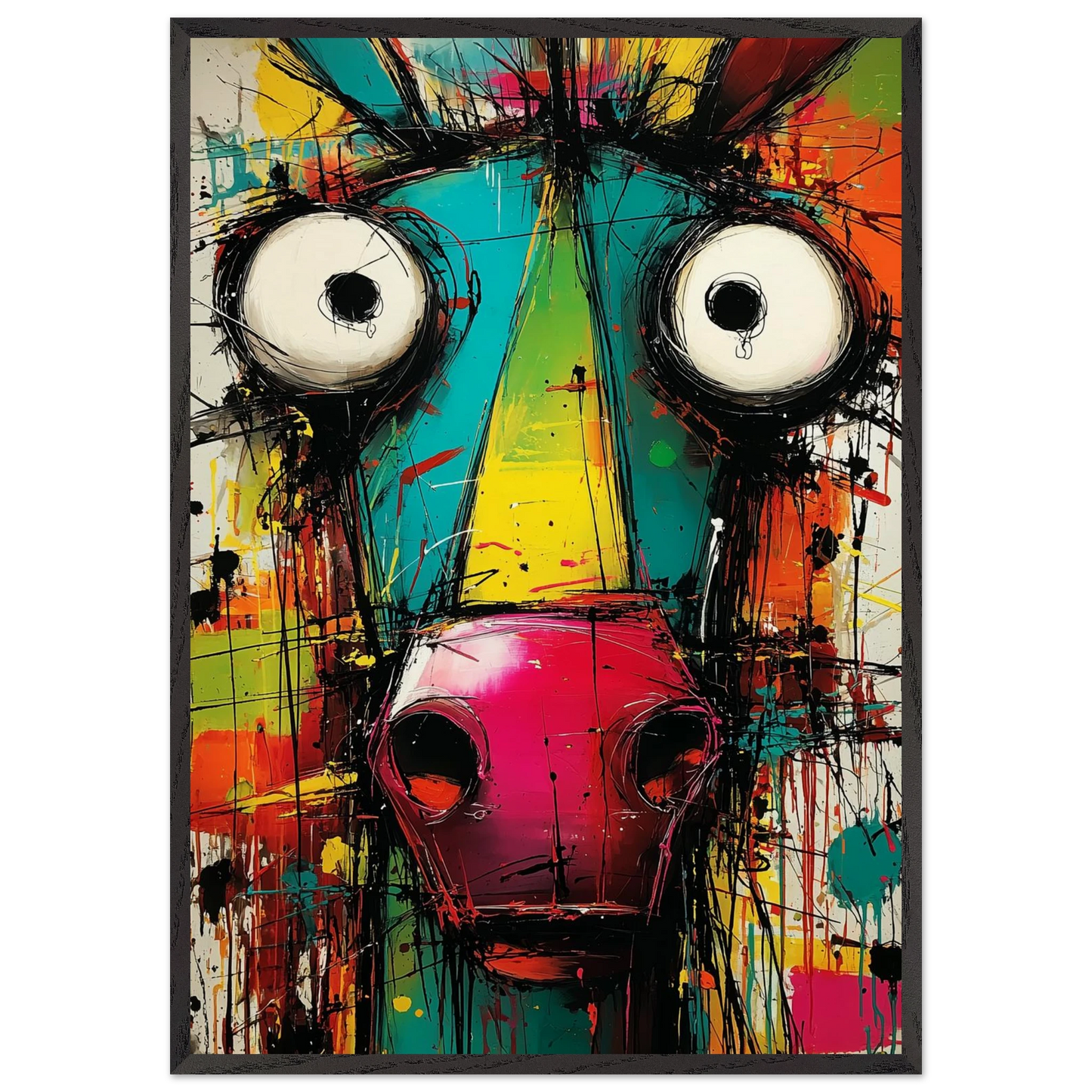 Âne Fou aux Yeux Ronds — tableau encadré bois — art mural STNCL