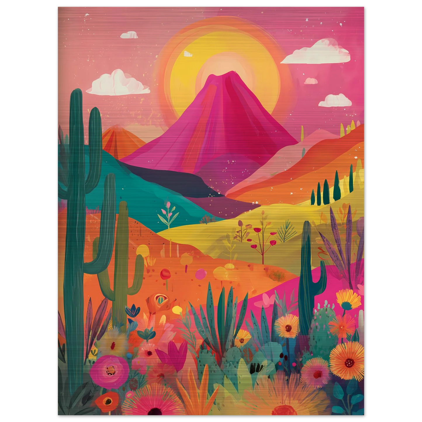 Volcan Fleuri — tableau aluminium — vue 5 — art mural STNCL
