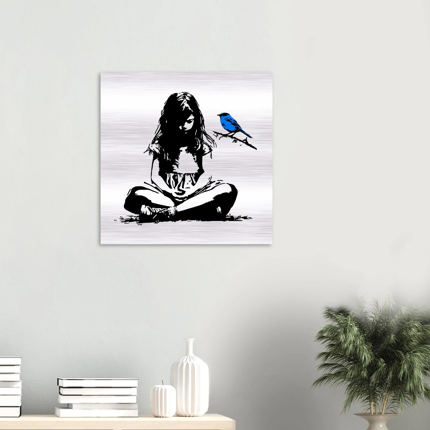 L'Oiseau Bleu — tableau aluminium — vue 5 — art mural STNCL
