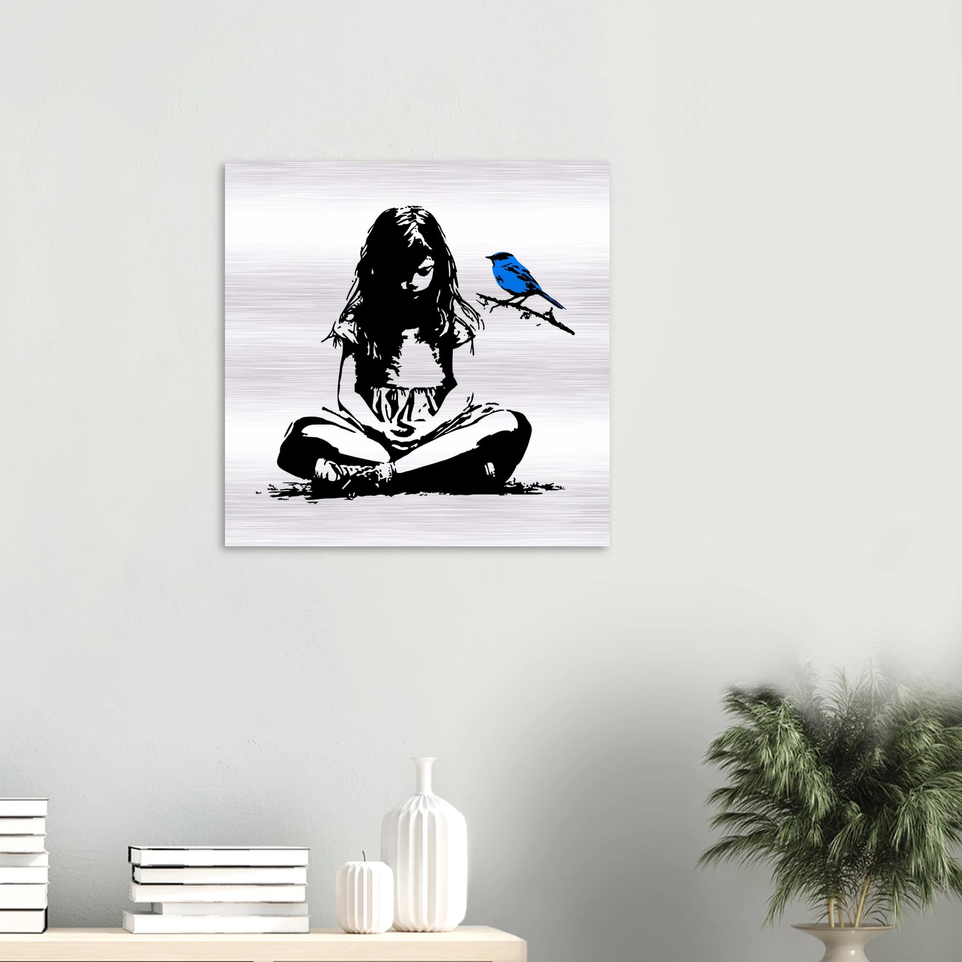 L'Oiseau Bleu — tableau aluminium — vue 5 — art mural STNCL