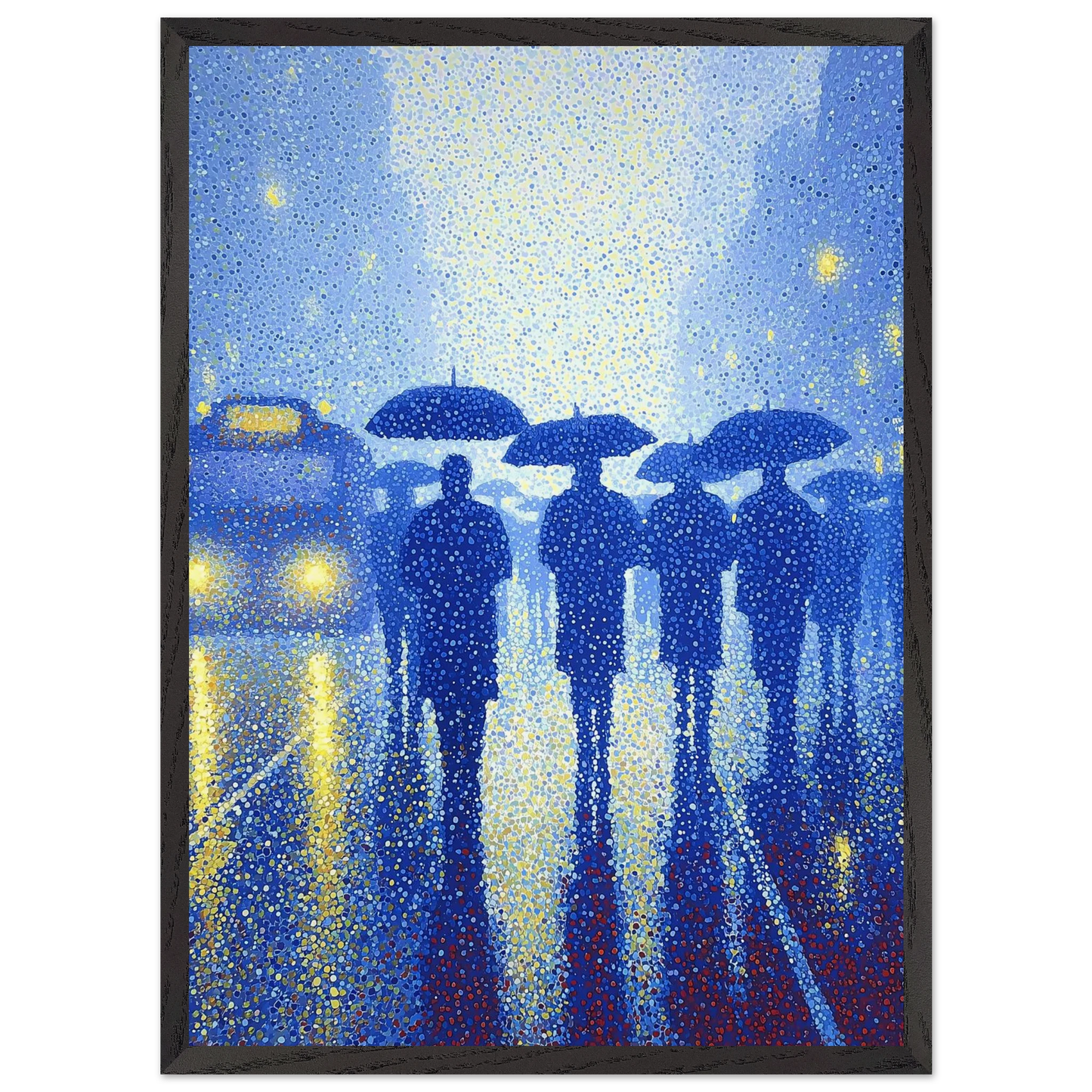 Pluie en Pointillés — tableau encadré bois — vue 10 — art mural STNCL