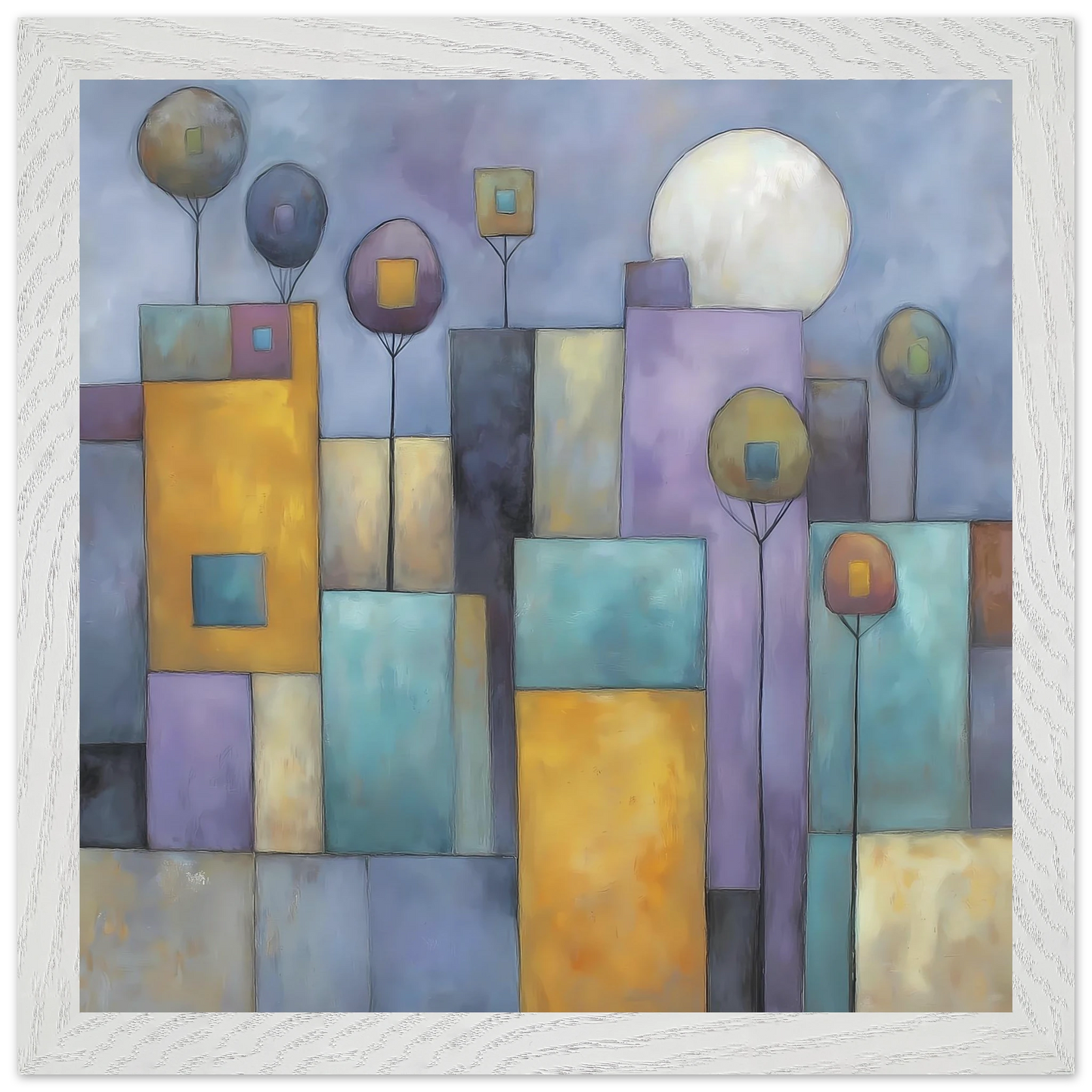 Ville sous la Lune — tableau encadré bois — vue 11 — art mural STNCL