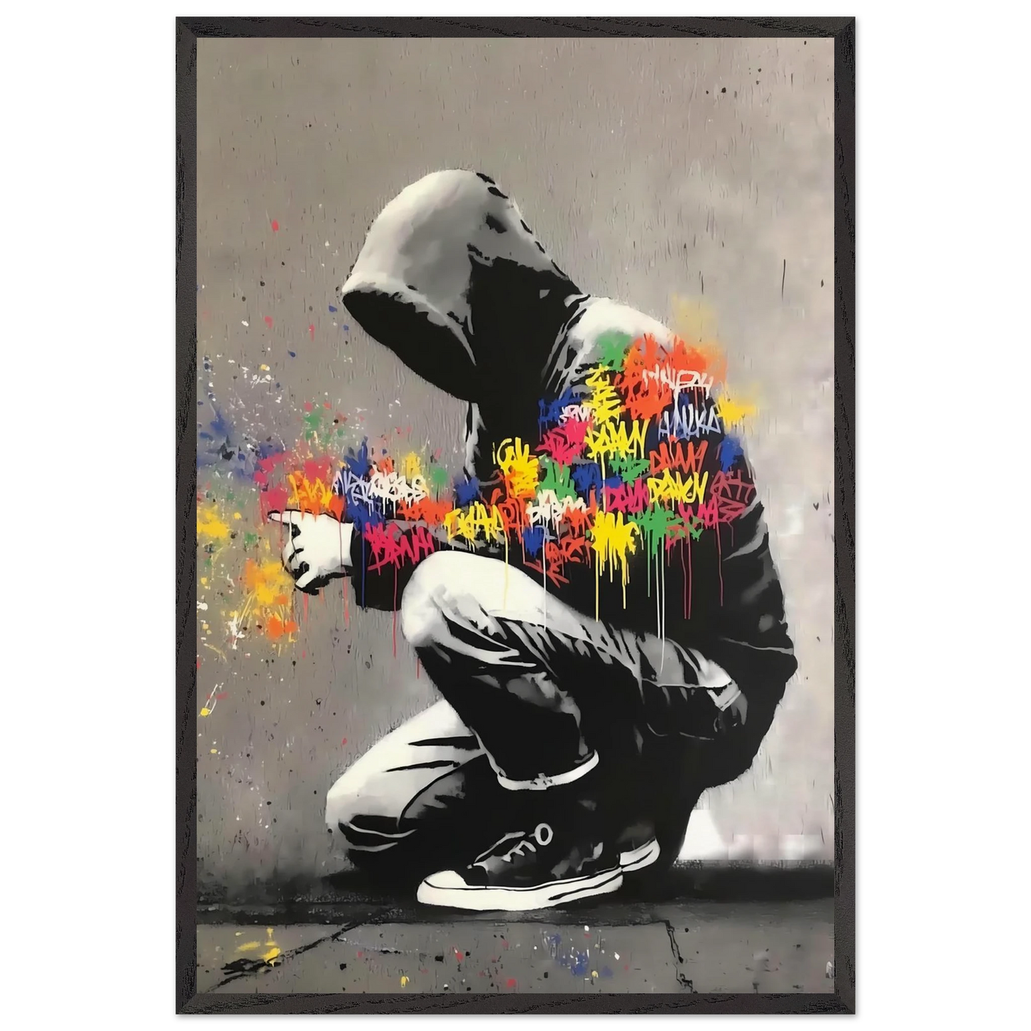 Le Graffeur — tableau encadre bois — vue 2 — art mural STNCL
