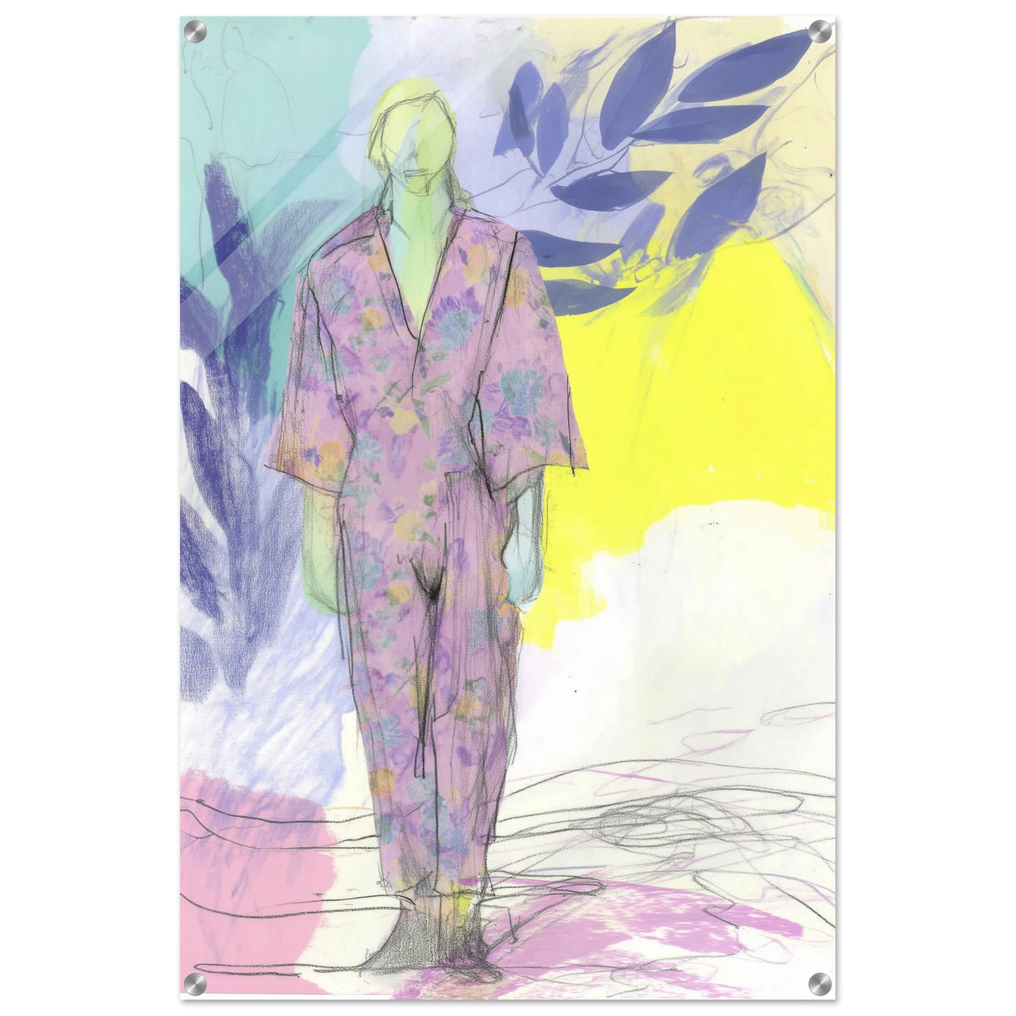 Kimono Fleuri sous les Feuilles — tableau plexiglas — vue 5 — art mural STNCL