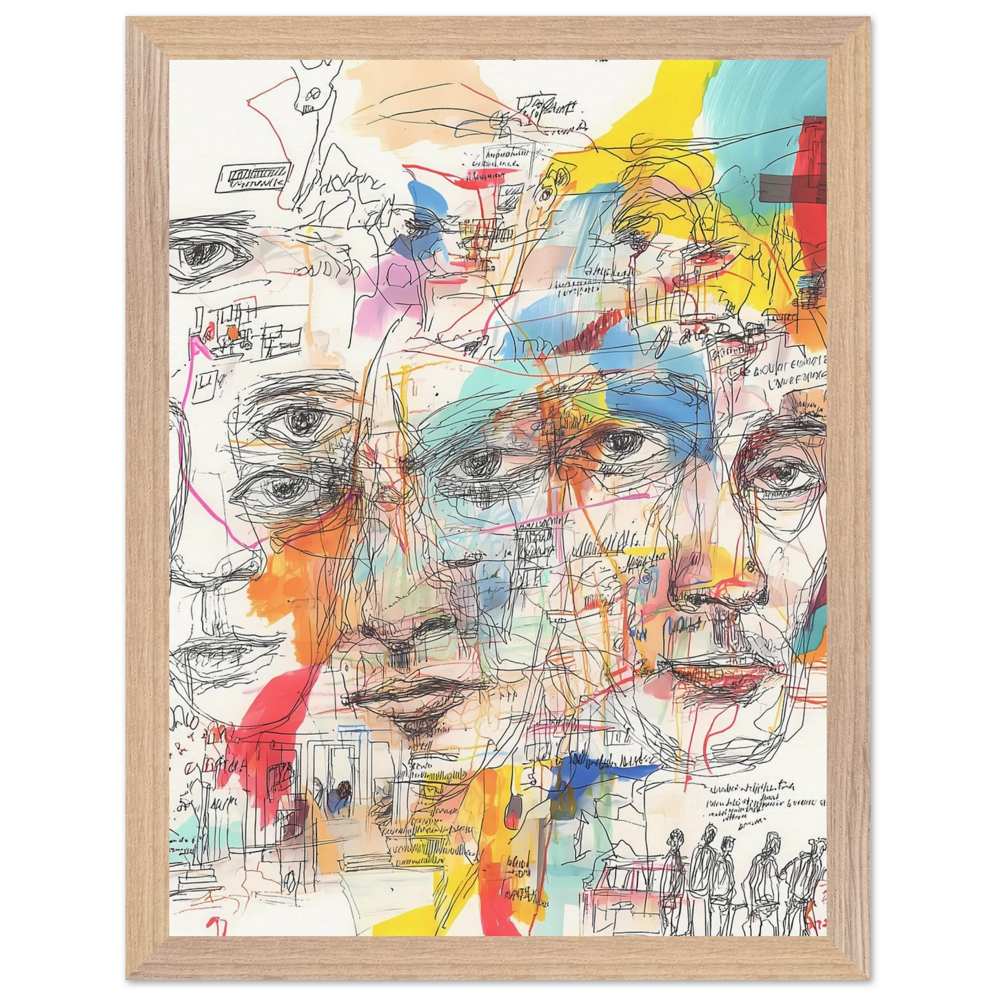 Carnet de Visages — tableau encadré bois — vue 12 — art mural STNCL